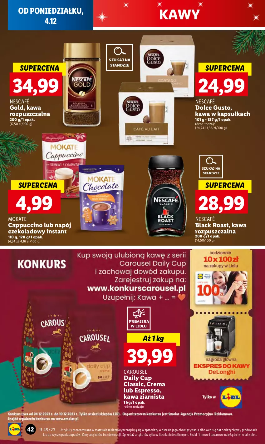 Gazetka promocyjna Lidl - GAZETKA - ważna 04.12 do 06.12.2023 - strona 48 - produkty: Cappuccino, Dolce Gusto, Kawa, Kawa rozpuszczalna, Kawa ziarnista, Lack, Napój, Nescafé