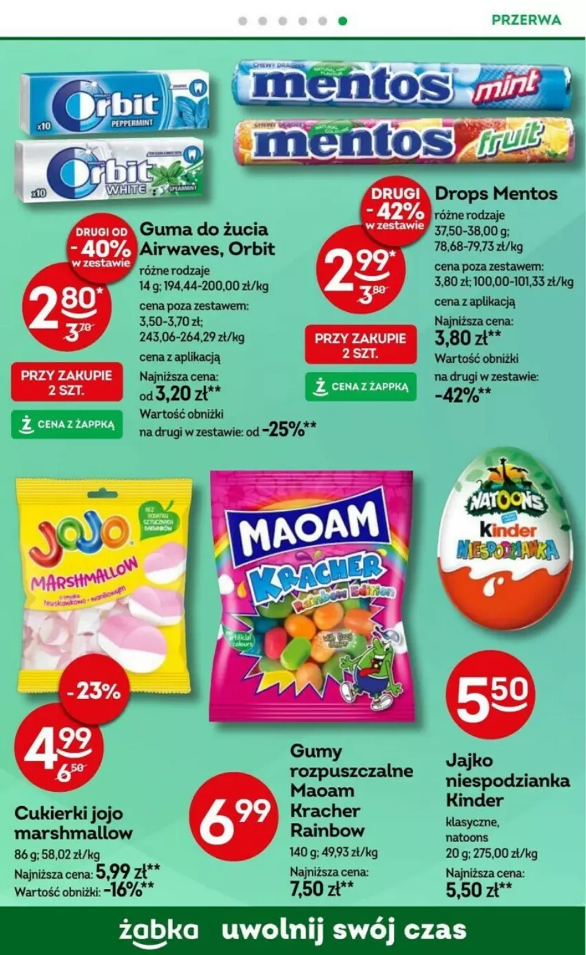 Gazetka promocyjna Żabka - ważna 11.09 do 24.09.2024 - strona 62 - produkty: Cukier, Cukierki, Kinder, Mars, Mentos