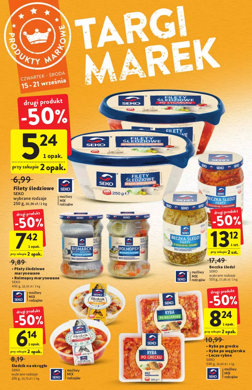 Gazetka promocyjna Intermarche - Gazetka Intermarche - ważna 15.09 do 21.09.2022 - strona 30 - produkty: Mop, Płaty śledziowe, Ryba, Ryba po grecku, SEKO