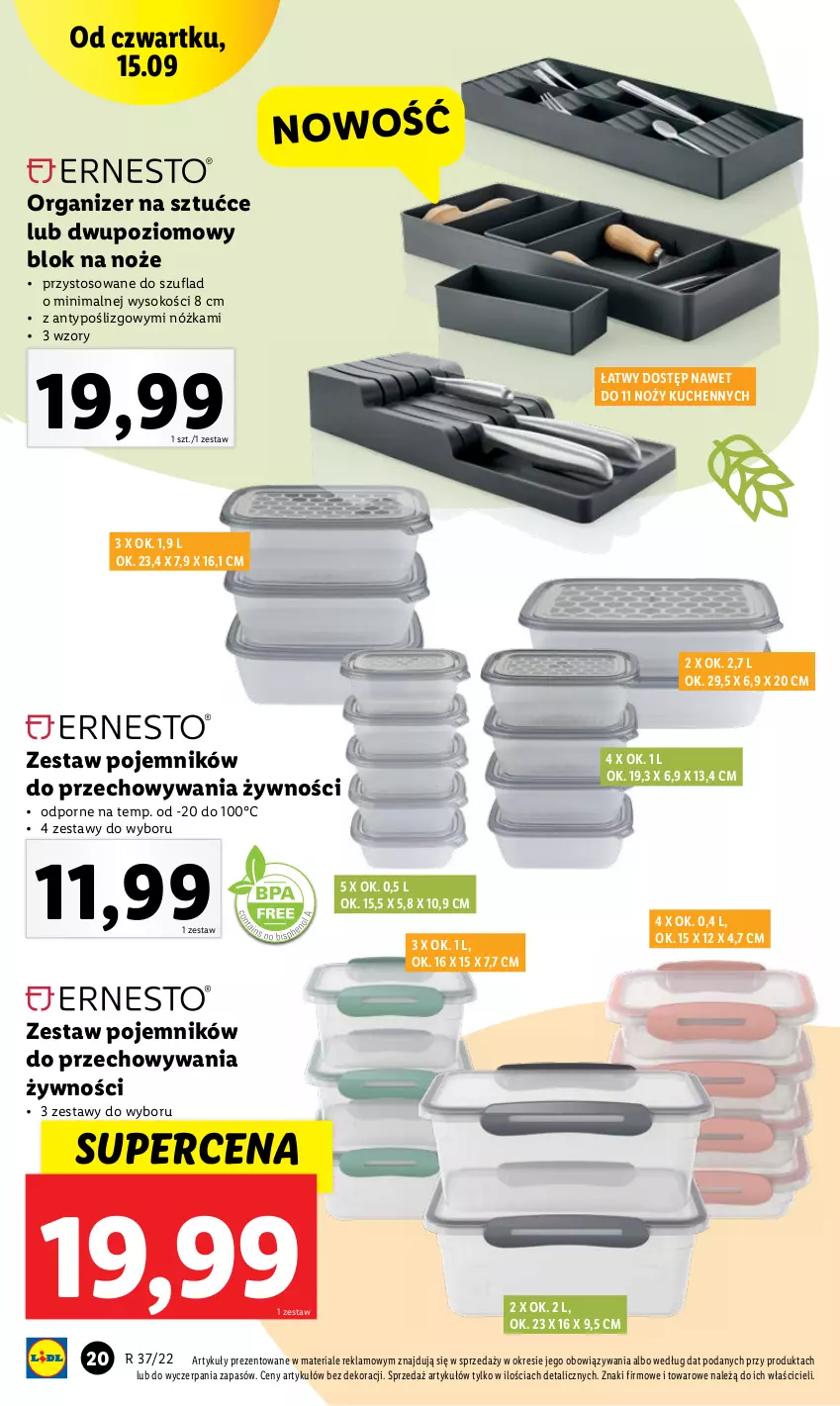 Gazetka promocyjna Lidl - GAZETKA - ważna 12.09 do 17.09.2022 - strona 22 - produkty: Blok na noże, Noż, Organizer, Pojemnik, Por, Sok