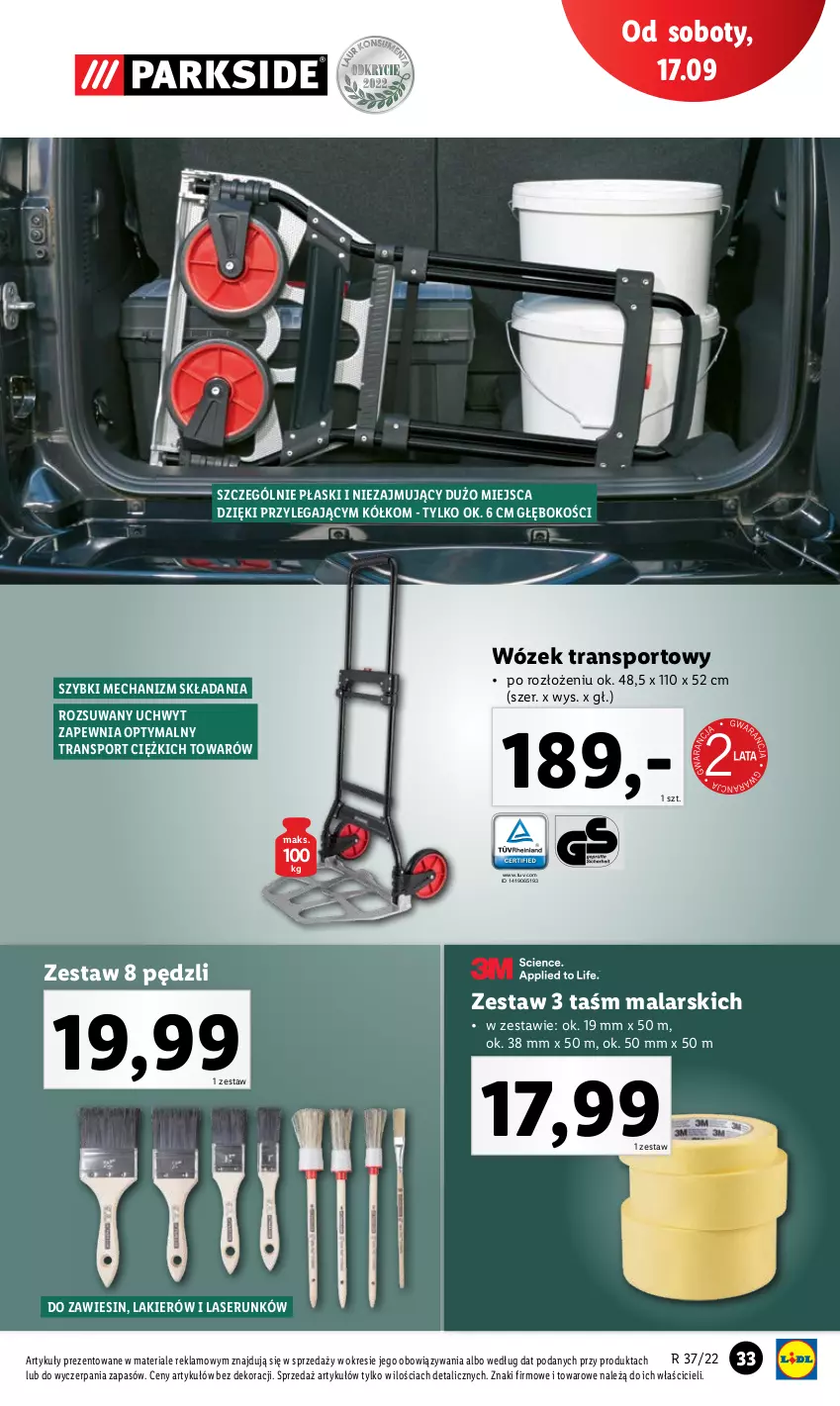 Gazetka promocyjna Lidl - GAZETKA - ważna 12.09 do 17.09.2022 - strona 37 - produkty: Lakier, Por, Ser, Sport, Tran, Wózek, Wózek transportowy