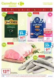 Gazetka promocyjna Carrefour - Gazetka Express - Gazetka - ważna od 13.12 do 13.12.2021 - strona 1 - produkty: Ser, Cukier, Kawa mielona, Kawa, Jacobs Krönung, Schab wieprzowy, Jacobs