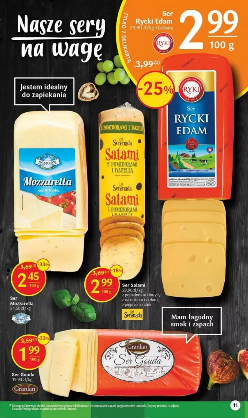 Gazetka promocyjna Delikatesy Centrum - ważna 17.08 do 23.08.2023 - strona 3 - produkty: Edam, Gouda, Gra, Mozzarella, Pieprz, Rycki Edam, Salami, Ser, Ser salami