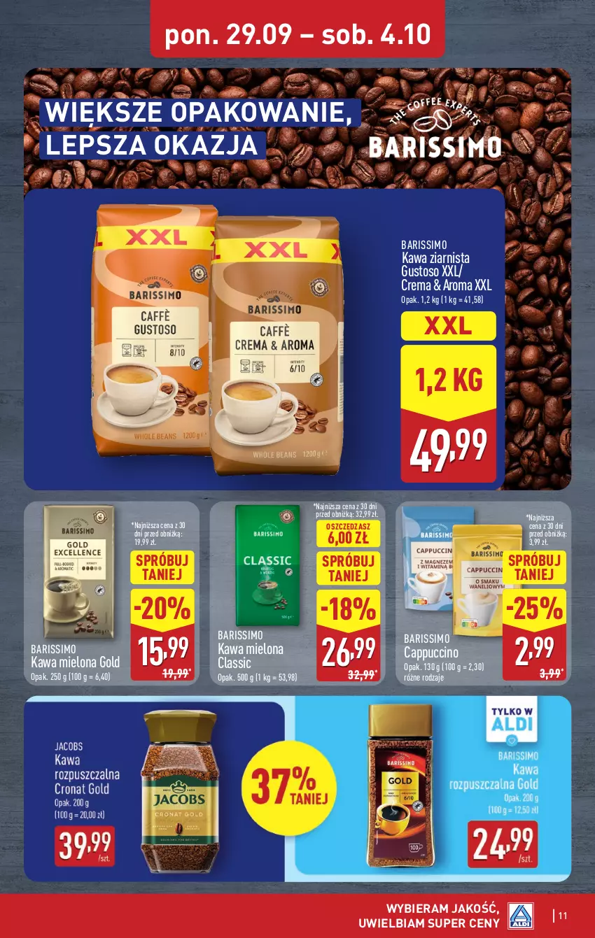 Gazetka promocyjna Aldi - Pełna oferta - ważna 29.09 do 04.10.2025 - strona 11 - produkty: Cappuccino, Kawa, Kawa mielona, Kawa ziarnista