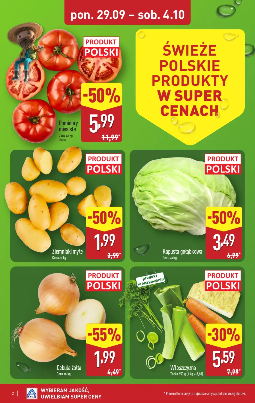 Gazetka promocyjna Aldi - Pełna oferta - ważna 29.09 do 04.10.2025 - strona 2 - produkty: Cebula, Pomidory, Ziemniaki