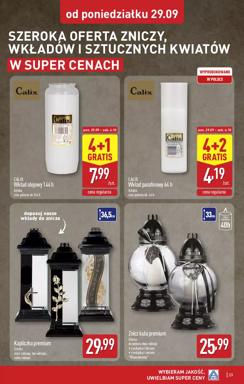 Gazetka promocyjna Aldi - Pełna oferta - ważna 29.09 do 04.10.2025 - strona 23 - produkty: Gra, Olej, Ser, Wkład olejowy, Znicz