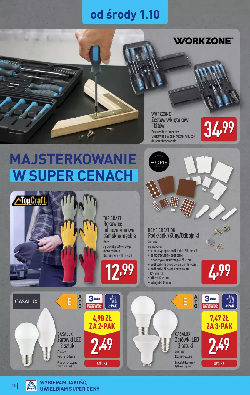Gazetka promocyjna Aldi - Pełna oferta - ważna 29.09 do 04.10.2025 - strona 28 - produkty: Mop, Podkład, Rękawice, Rękawice robocze, Top, Wkręt, Zestaw wkrętaków