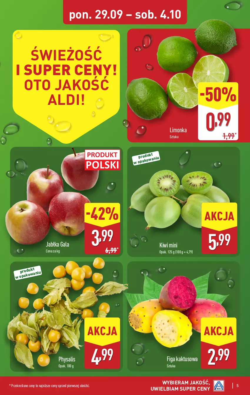 Gazetka promocyjna Aldi - Pełna oferta - ważna 29.09 do 04.10.2025 - strona 5 - produkty: Gala, Jabłka, Kaktus, Kiwi, Limonka