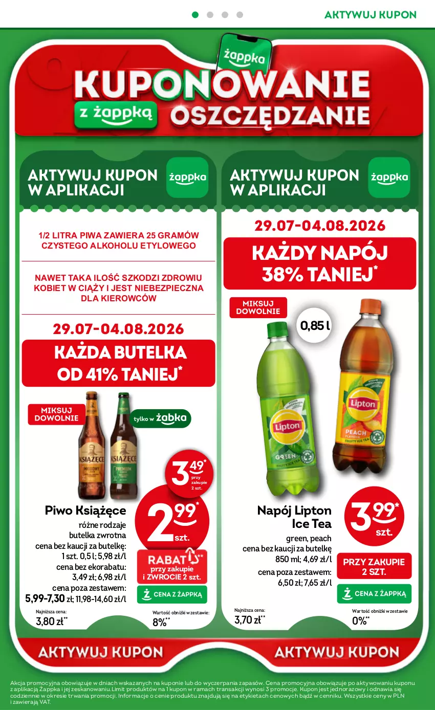 Gazetka promocyjna Żabka - gazetka-promocyjna-31-32-2026 - ważna 29.07 do 11.08.2026 - strona 36 - produkty: Gra, Ice tea, Książęce, Lipton, Napój, Piec, Piwa, Piwo, Rama, Tran