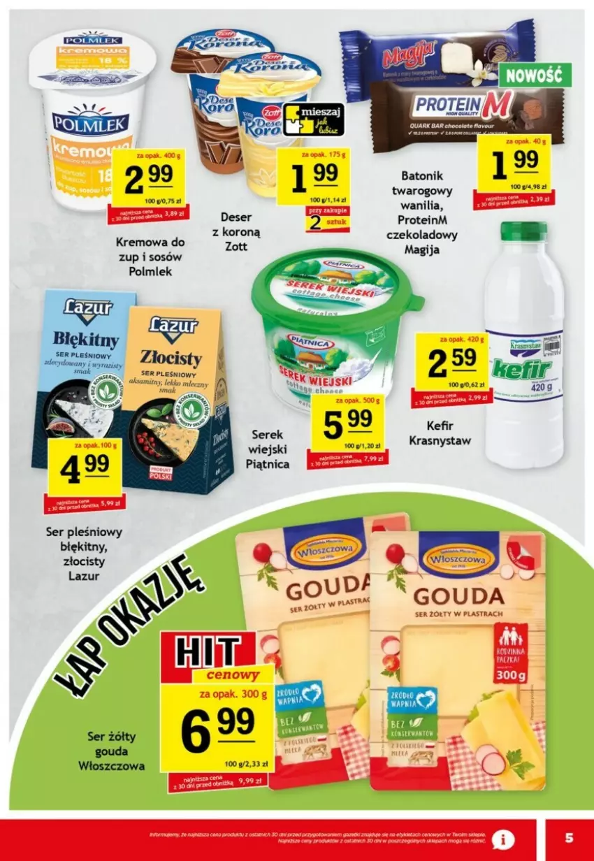 Gazetka promocyjna Gram market - ważna 20.11 do 26.11.2024 - strona 13 - produkty: Baton, Batonik twarogowy, Deser, Gouda, Kefir, Magija, Piątnica, POLMLEK, Ser, Ser pleśniowy, Sos, Tonik, Zott