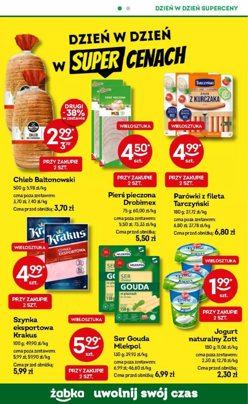 Gazetka promocyjna Żabka - ważna 18.12.2024 do 01.01.2025 - strona 43 - produkty: Chleb, Drobimex, Gouda, Jogurt, Krakus, Parówki, Piec, Por, Sport, Szynka, Tarczyński, Zott