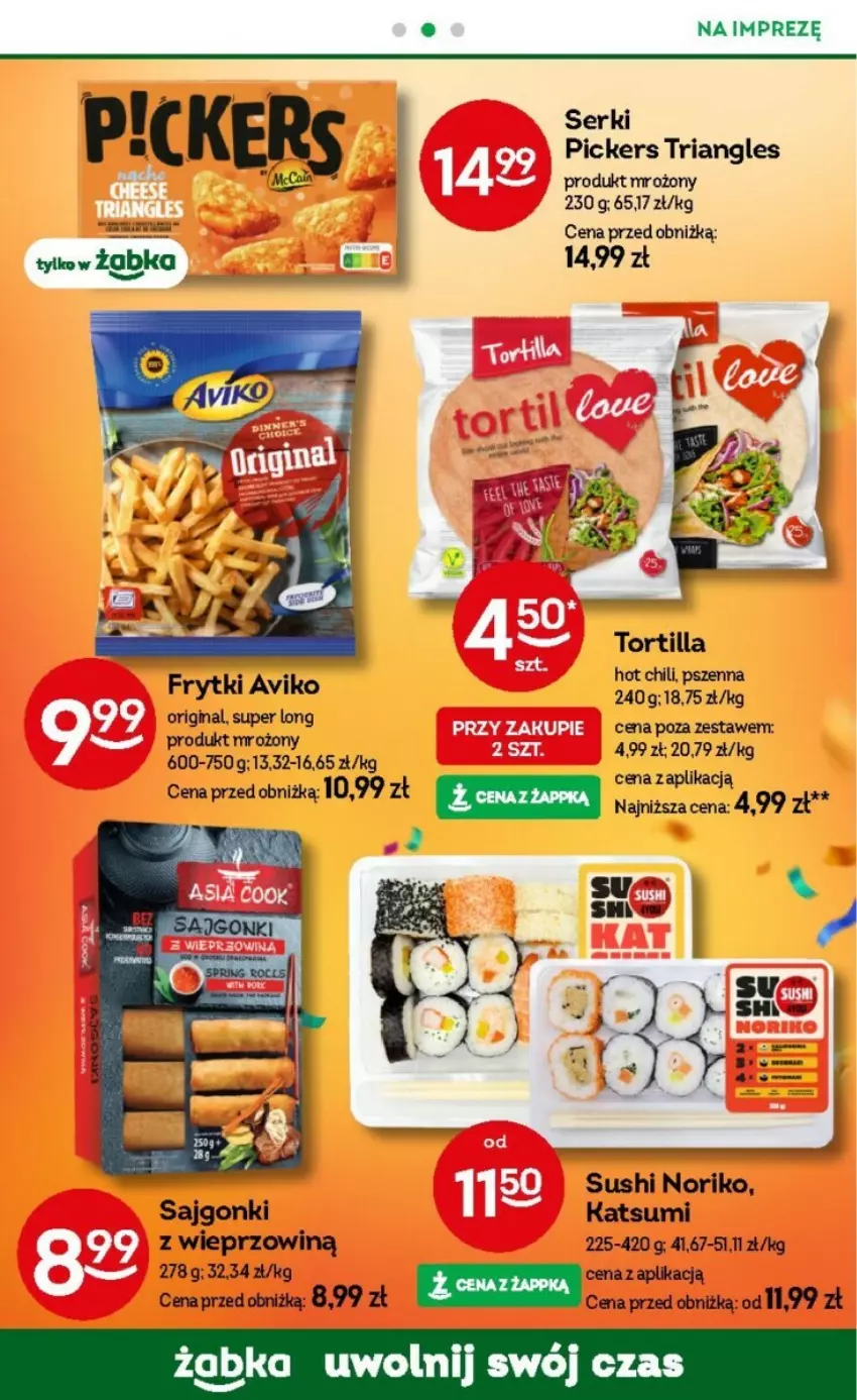 Gazetka promocyjna Żabka - ważna 18.12.2024 do 01.01.2025 - strona 60 - produkty: Frytki, Sajgonki, Ser, Sushi, Tortilla