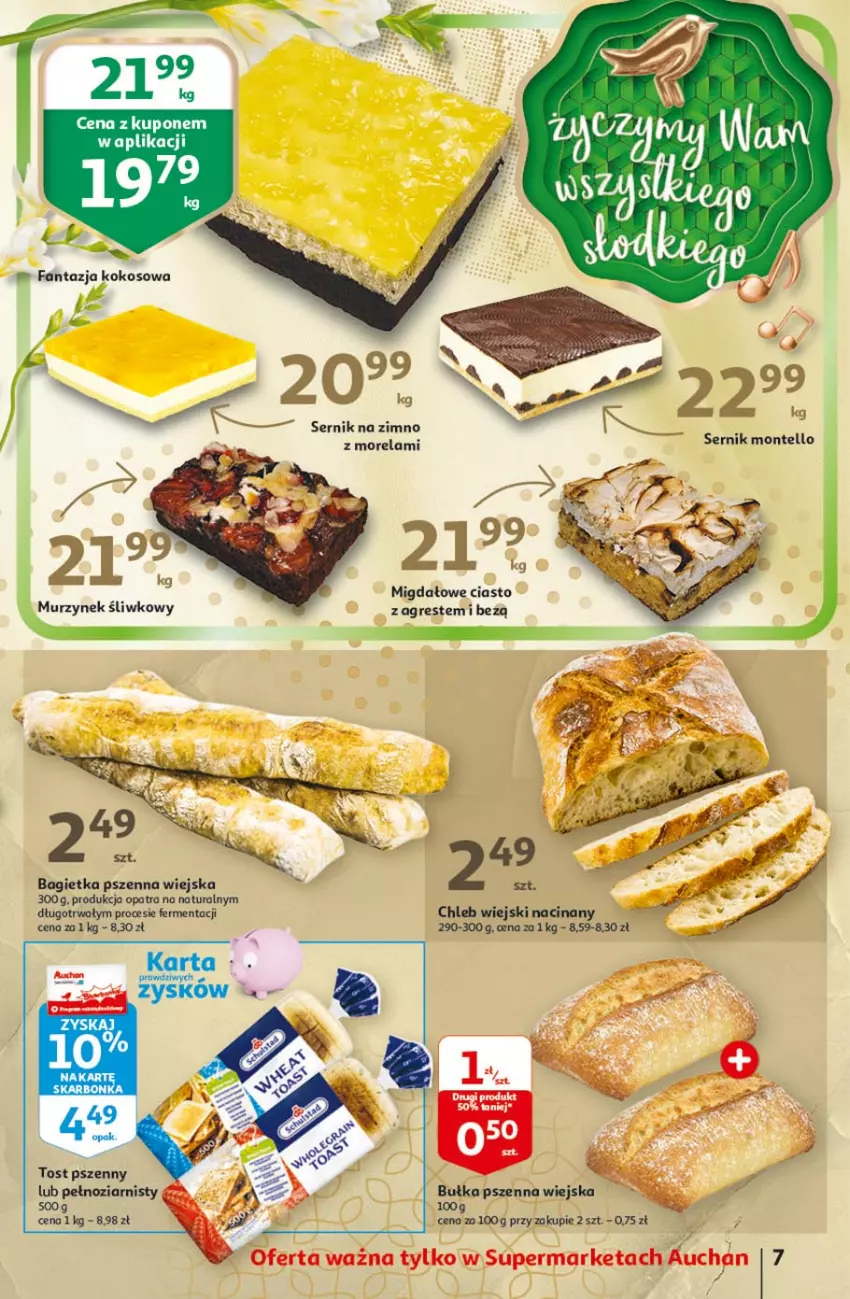 Gazetka promocyjna Auchan - 25 Urodziny #1 Supermarkety - ważna 22.04 do 28.04.2021 - strona 7 - produkty: Bagietka, Bagietka pszenna, Bułka, Chleb, Gres, Monte, Morela, Murzynek, Ser