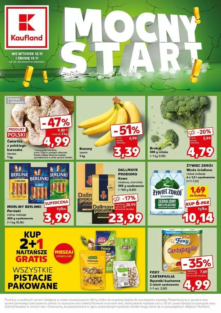 Gazetka promocyjna Kaufland - ważna 12.11 do 13.11.2024 - strona 1 - produkty: Berlinki, Dallmayr, Kawa, Kurczak, LANA, Morliny, Parówki, Pistacje, Woda