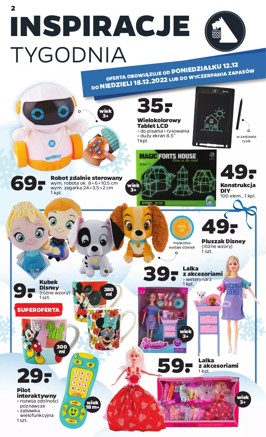 Gazetka promocyjna Netto - Akcesoria i dodatki - ważna 12.12 do 18.12.2022 - strona 2 - produkty: Disney, Kubek, Lalka, Pluszak, Robot, Tablet, Tera, Zabawka, Zegar