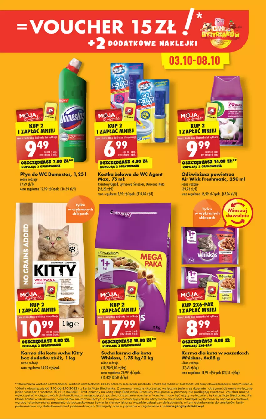 Gazetka promocyjna Biedronka - W tym tygodniu - ważna 03.10 do 08.10.2022 - strona 43 - produkty: Air Wick, Domestos, Fa, Gra, Klej, LG, Napoje, Odświeżacz powietrza, Ogród, Płyn do wc, Sucha karma, Telefon, Whiskas