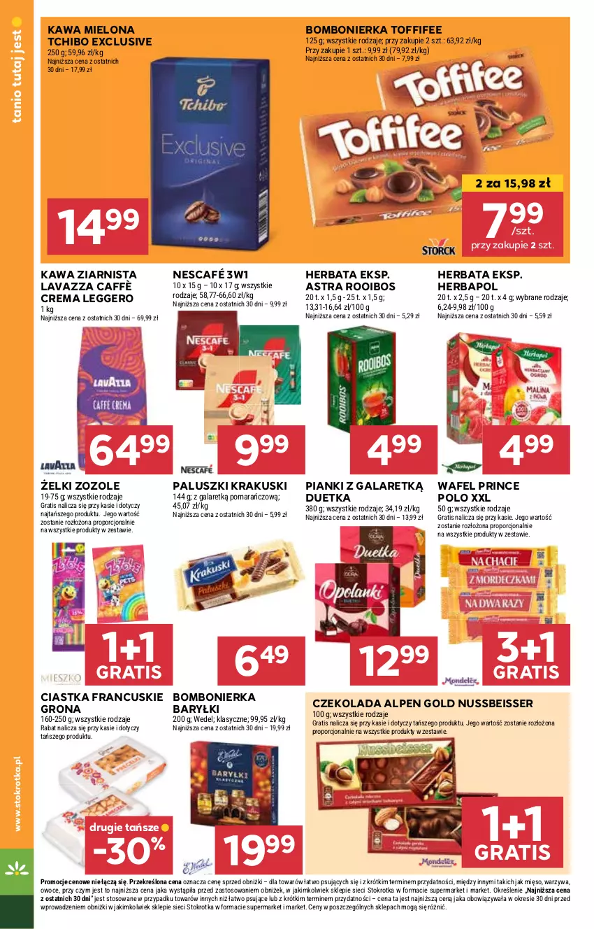 Gazetka promocyjna Stokrotka - Supermarket Opole/Radom - ważna 27.02 do 05.03.2025 - strona 20 - produkty: Baryłki, Ciastka, Czekolada, Gala, Gra, Herbapol, Herbata, Kawa, Kawa mielona, Kawa ziarnista, Krakus, Krakuski, Lavazza, Mięso, Nescafé, Owoce, Por, Prince Polo, Ser, Tchibo, Toffifee, Warzywa