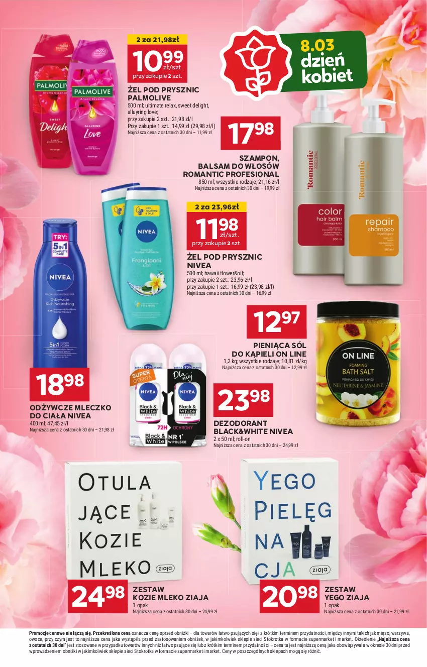 Gazetka promocyjna Stokrotka - Supermarket Opole/Radom - ważna 27.02 do 05.03.2025 - strona 27 - produkty: Dezodorant, Lack, Mięso, Mleczko, Mleczko do ciała, Mleko, Nivea, Owoce, Palmolive, Sól, Sól do kąpieli, Szampon, Warzywa, Ziaja