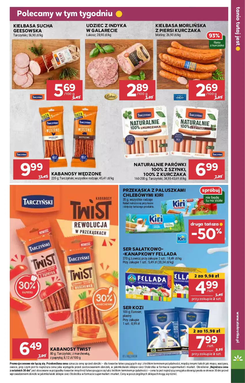 Gazetka promocyjna Stokrotka - Supermarket Opole/Radom - ważna 27.02 do 05.03.2025 - strona 9 - produkty: Chleb, Gala, Kabanos, Kiełbasa, Kosz, Kurczak, Mięso, Owoce, Parówki, Sałat, Ser, Ser kozi, Ser sałatkowo-kanapkowy, Tarczyński, Udziec z indyka, Udziec z indyka w galarecie, Warzywa