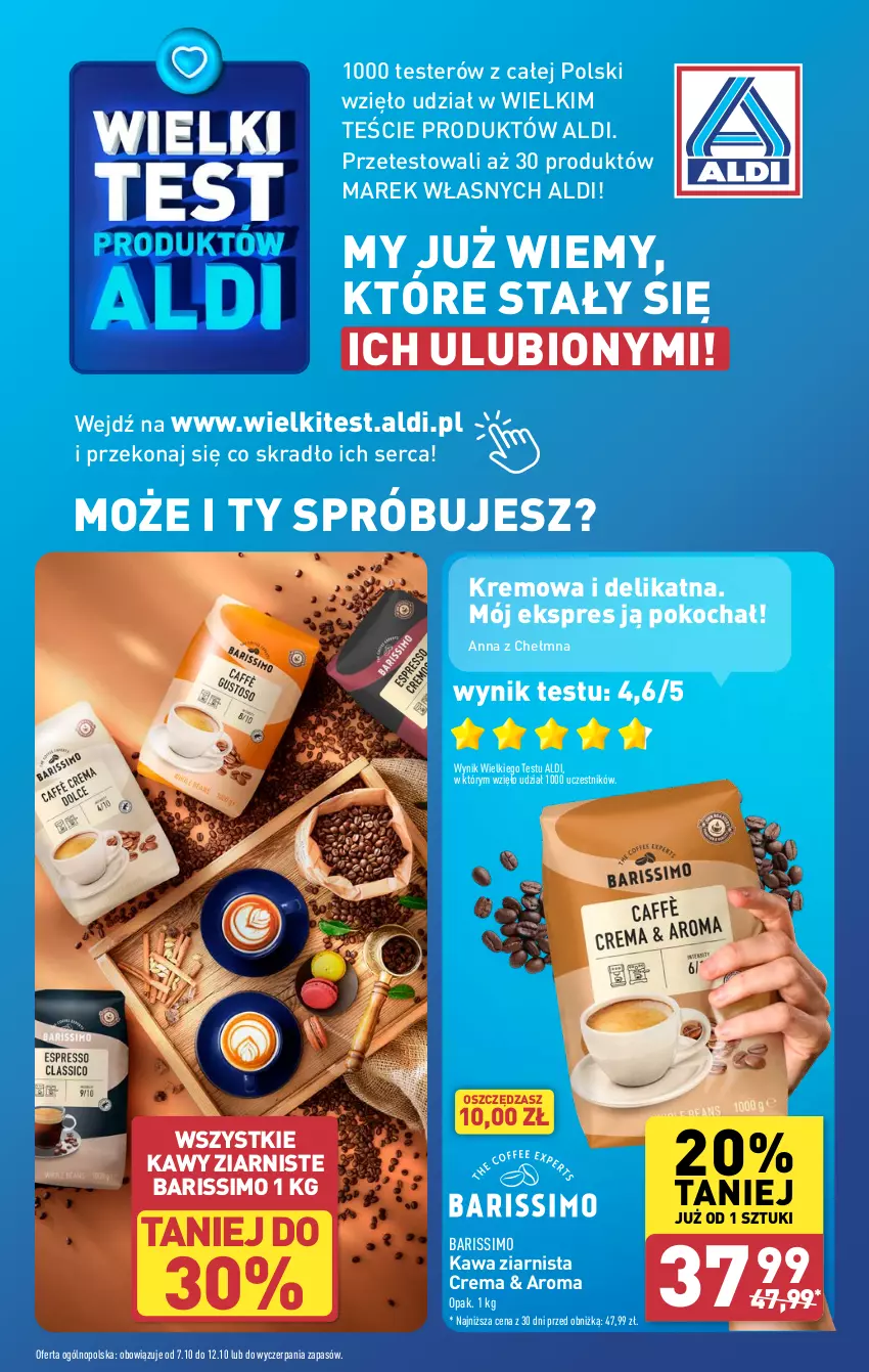 Gazetka promocyjna Aldi - Pełna oferta - ważna 07.10 do 12.10.2024 - strona 12 - produkty: Kawa, Kawa ziarnista, Koc, Ser