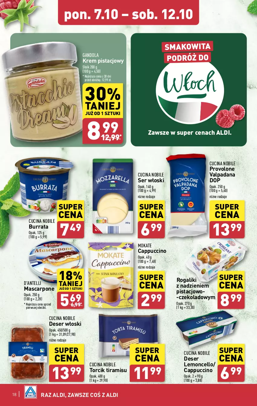 Gazetka promocyjna Aldi - Pełna oferta - ważna 07.10 do 12.10.2024 - strona 18 - produkty: Burrata, Cappuccino, Deser, Krem pistacjowy, Mascarpone, Rogal, Ser