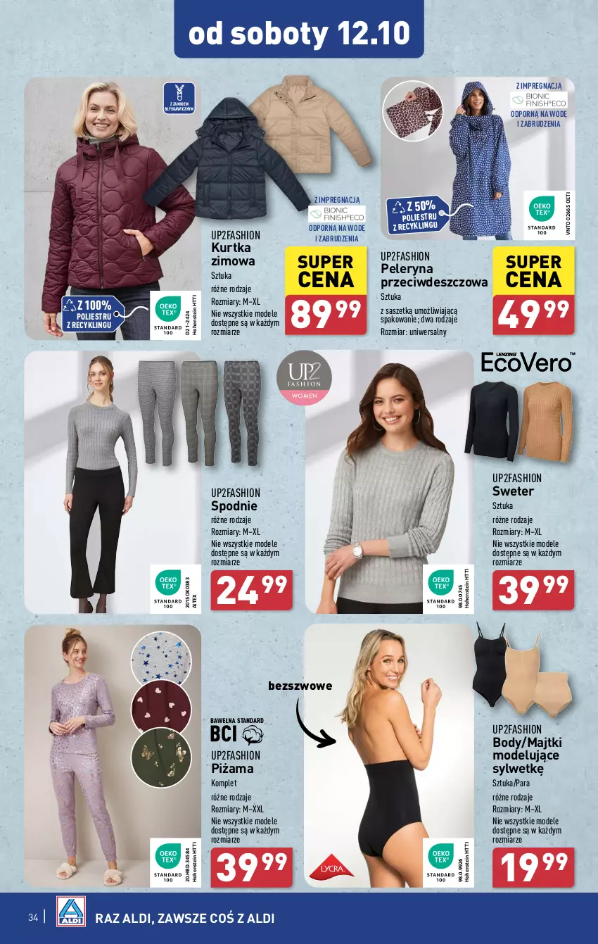 Gazetka promocyjna Aldi - Pełna oferta - ważna 07.10 do 12.10.2024 - strona 34 - produkty: Body, Fa, Kurtka, Majtki, Piżama, Por, Spodnie, Sweter