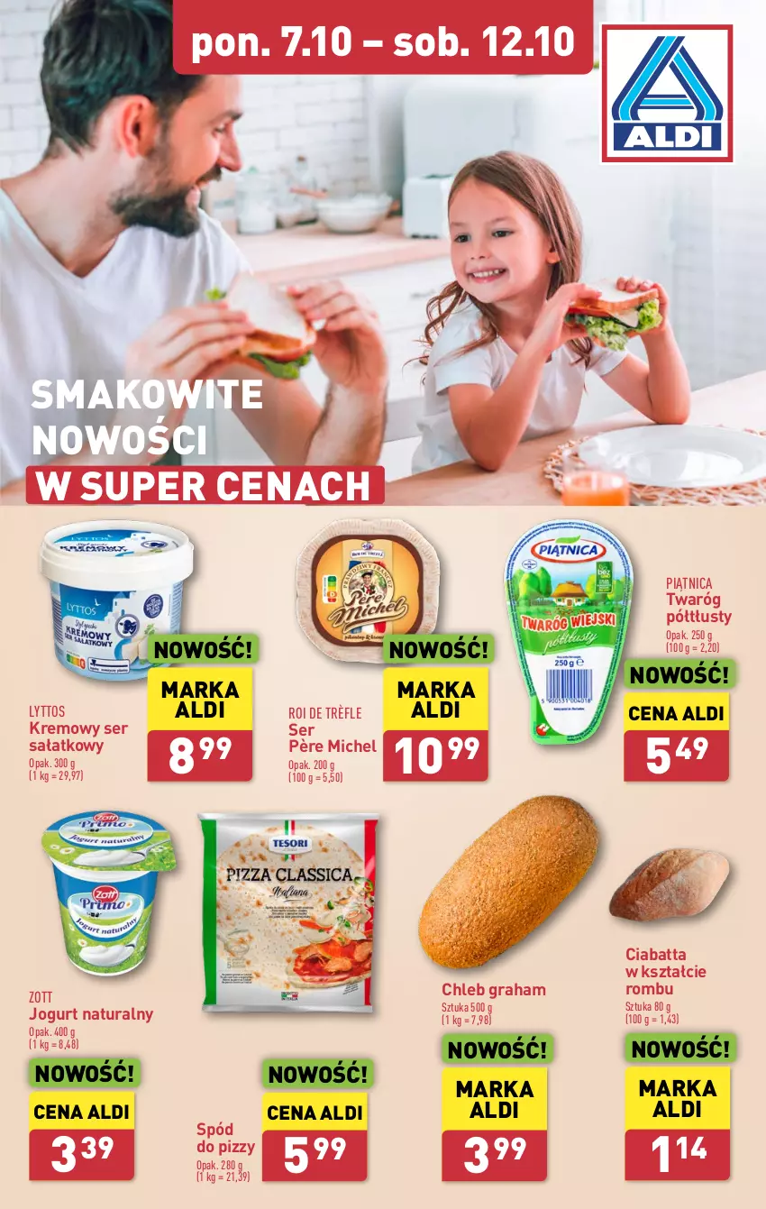 Gazetka promocyjna Aldi - Pełna oferta - ważna 07.10 do 12.10.2024 - strona 6 - produkty: Chleb, Ciabatta, Gra, Jogurt, Jogurt naturalny, Piątnica, Sałat, Ser, Spód do pizzy, Twaróg, Twaróg półtłusty, Zott