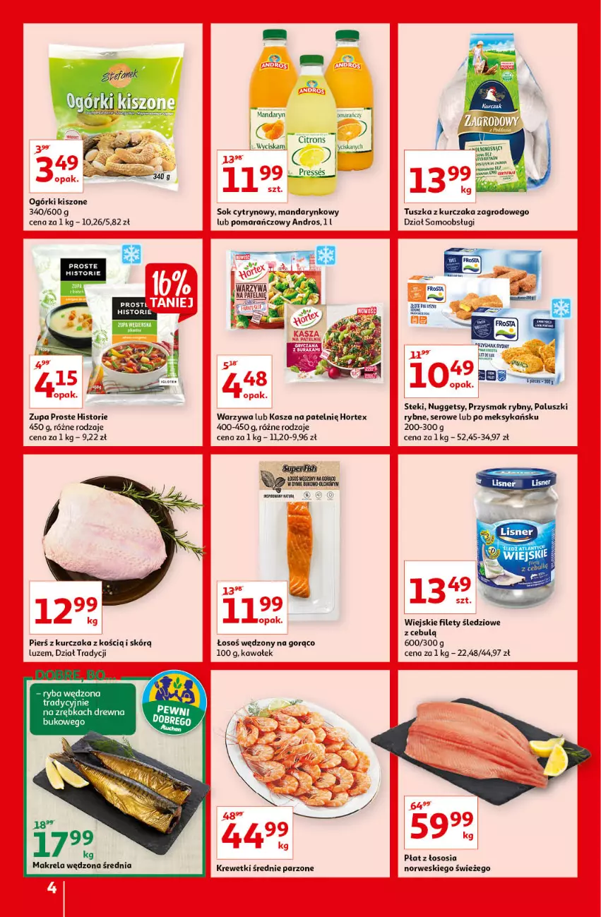 Gazetka promocyjna Auchan - przeNISKIE CENY na przebojowe marki Hipermarkety - ważna 10.02 do 16.02.2022 - strona 4 - produkty: Hortex, Kasza, Kawa, Krewetki, Kurczak, Paluszki rybne, Ryba, Ser, Sok, Sos, Stek, Tusz, Wałek, Warzywa, Zupa