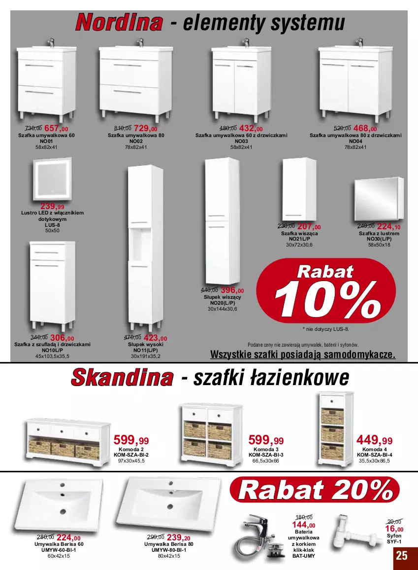 Gazetka promocyjna Bodzio - ważna 01.05 do 30.06.2022 - strona 25 - produkty: Bateria, Bateria umywalkowa, Drzwi, Komoda, Lustro, Lustro LED, Moda, Słupek, Słupek wiszący, Słupek wysoki, Sok, Syfon, Szafka, Szafka umywalkowa, Szafka z lustrem, Umywalka