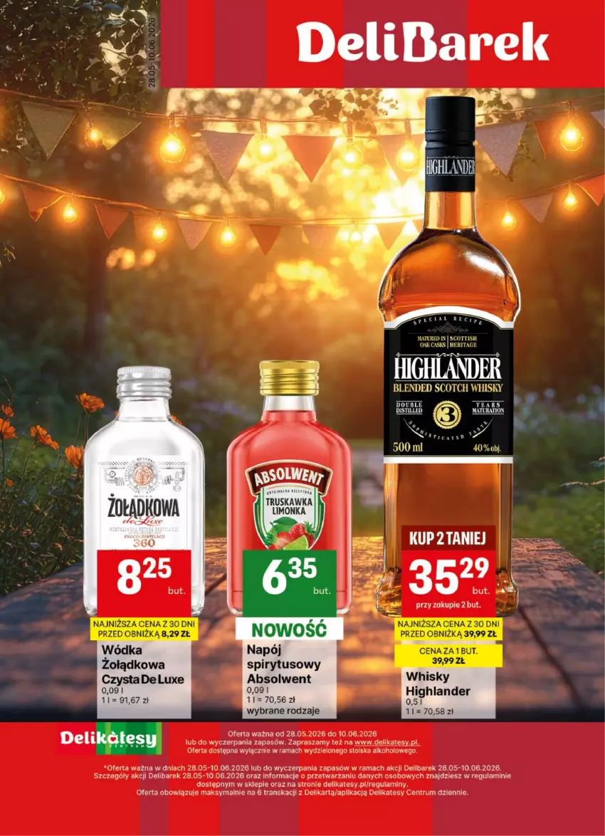 Gazetka promocyjna Delikatesy Centrum - Delibarek DC22-DC23 - ważna 28.05 do 10.06.2026 - strona 1 - produkty: Napój, Rama, Rum, Tran, Whisky