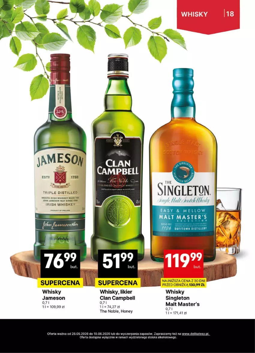 Gazetka promocyjna Delikatesy Centrum - Delibarek DC22-DC23 - ważna 28.05 do 10.06.2026 - strona 18 - produkty: Bell, Jameson, Likier, Rama, Whiskey, Whisky