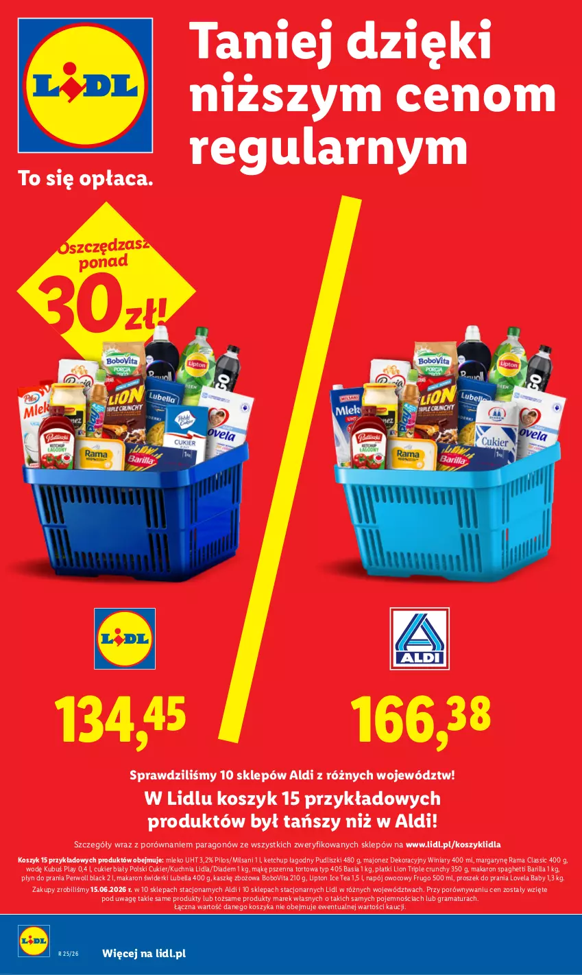 Gazetka promocyjna Lidl - Gazetka ważna od 2.07 do 4.07 - ważna 02.07 do 04.07.2026 - strona 2 - produkty: Barilla, Basia, Bell, Bella, BoboVita, Cukier, Gra, Ice tea, Ketchup, Kosz, Kubuś, Kuchnia, Lack, Lion, Lipton, Lovela, Lubella, Majonez, Makaron, Mleko, Napój, Perwoll, Pilos, Płyn do prania, Por, Proszek do prania, Pudliszki, Rama, Spaghetti, Winiary