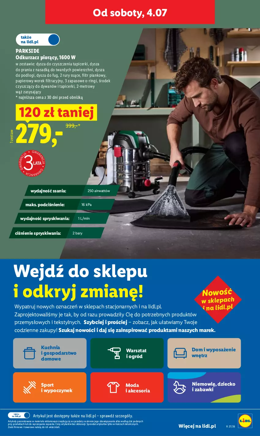 Gazetka promocyjna Lidl - Gazetka ważna od 2.07 do 4.07 - ważna 02.07 do 04.07.2026 - strona 33 - produkty: Dywan, Kuchnia, Metro, Moda, Odkurzacz, Ogród, Papier, Parkside, Por, Sport