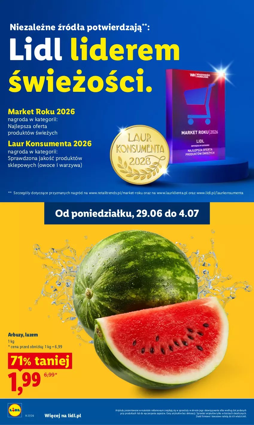 Gazetka promocyjna Lidl - Gazetka ważna od 2.07 do 4.07 - ważna 02.07 do 04.07.2026 - strona 34 - produkty: Arbuz, Laur, Owoce, Warzywa