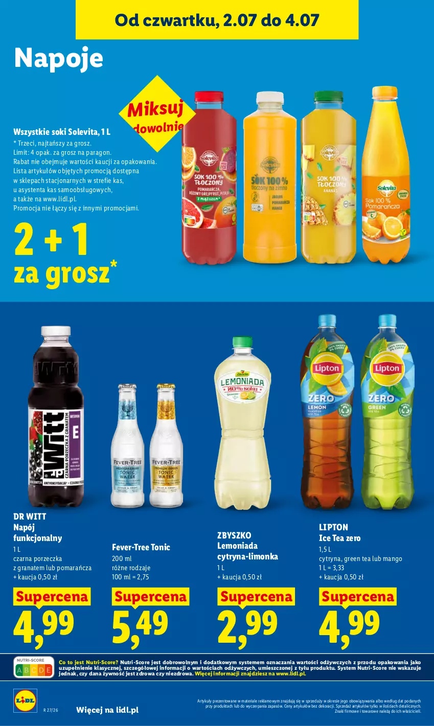 Gazetka promocyjna Lidl - Gazetka ważna od 2.07 do 4.07 - ważna 02.07 do 04.07.2026 - strona 62 - produkty: Gra, Granat, Ice tea, Lemoniada, Limonka, Lipton, Mango, Napój, Napoje, Por, Sok