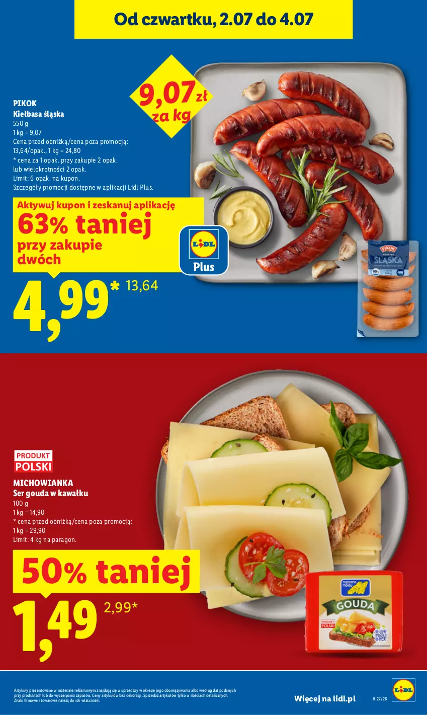 Gazetka promocyjna Lidl - Gazetka ważna od 2.07 do 4.07 - ważna 02.07 do 04.07.2026 - strona 9 - produkty: Gouda, Kawa, Kiełbasa, Kiełbasa śląska, PIKOK, Ser