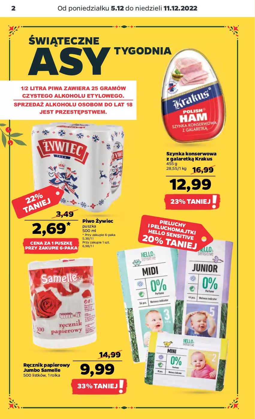 Gazetka promocyjna Netto - Artykuły spożywcze - ważna 05.12 do 11.12.2022 - strona 2 - produkty: Gala, Gra, Krakus, Majtki, Papier, Piwa, Piwo, Ręcznik, Ser, Szynka, Szynka konserwowa