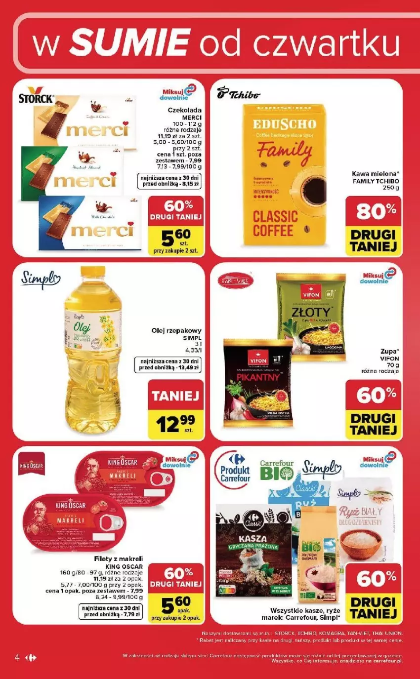 Gazetka promocyjna Carrefour - Gazetka Carrefour, Market w SUMIE od czwartku WEEKEND OKAZJI - ważna 03.09 do 05.09.2026 - strona 4 - produkty: Czekolada, Fa, Gry, Kawa, LANA, Merci, Ryż, Tchibo, Zupa