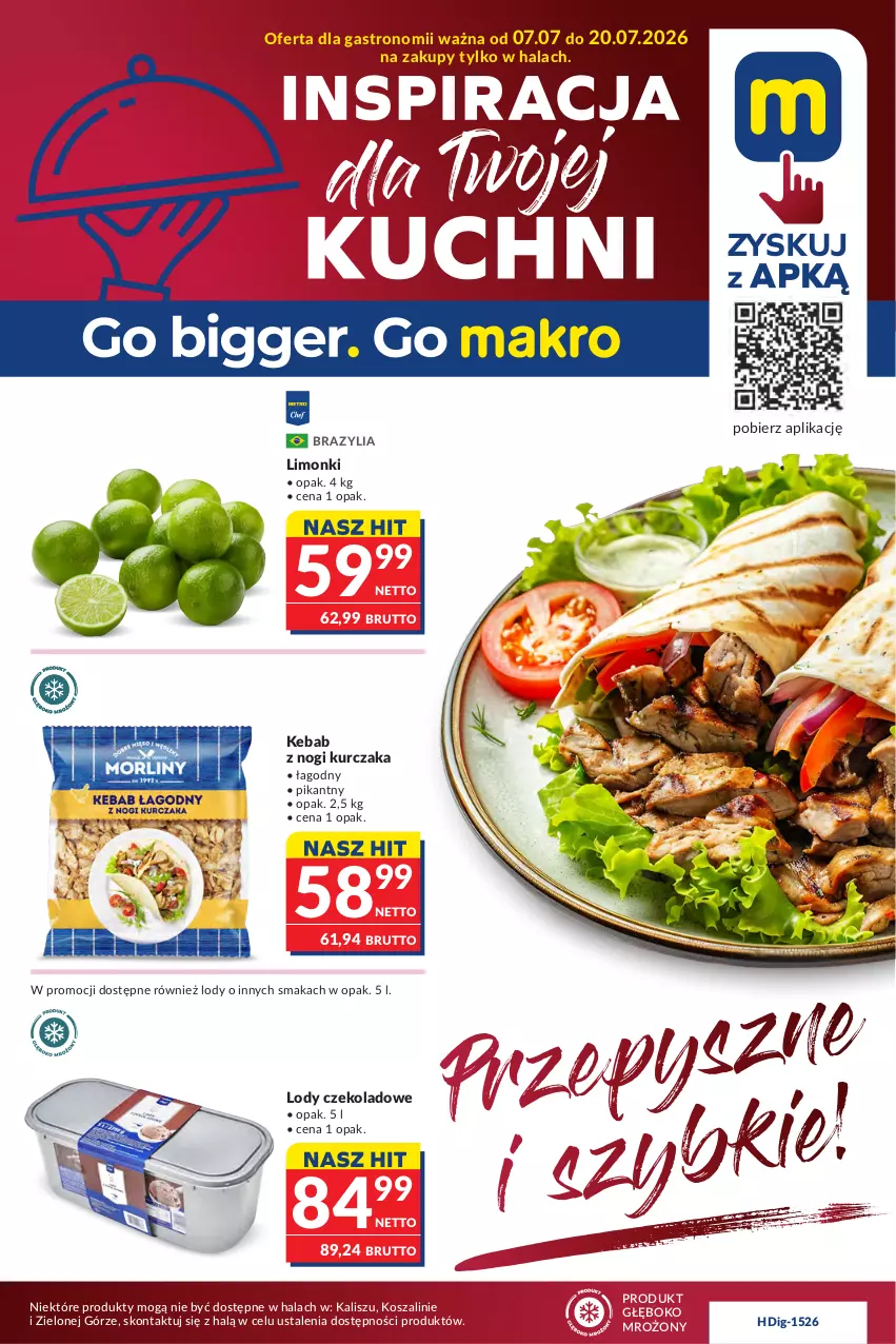Gazetka promocyjna Makro - Oferta dla gastronomii - ważna 07.07 do 20.07.2026 - strona 1 - produkty: Kebab, Kosz, Kurczak, Lody, Szal