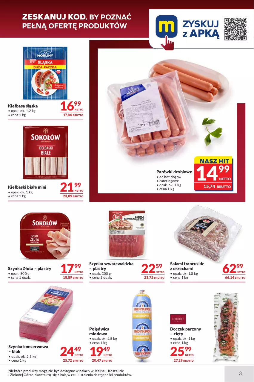 Gazetka promocyjna Makro - Oferta dla gastronomii - ważna 07.07 do 20.07.2026 - strona 3 - produkty: Boczek, Kiełbasa, Kiełbasa śląska, Kiełbaski białe, Kosz, Parówki, Polędwica, Salami, Ser, Szal, Szynka, Szynka konserwowa