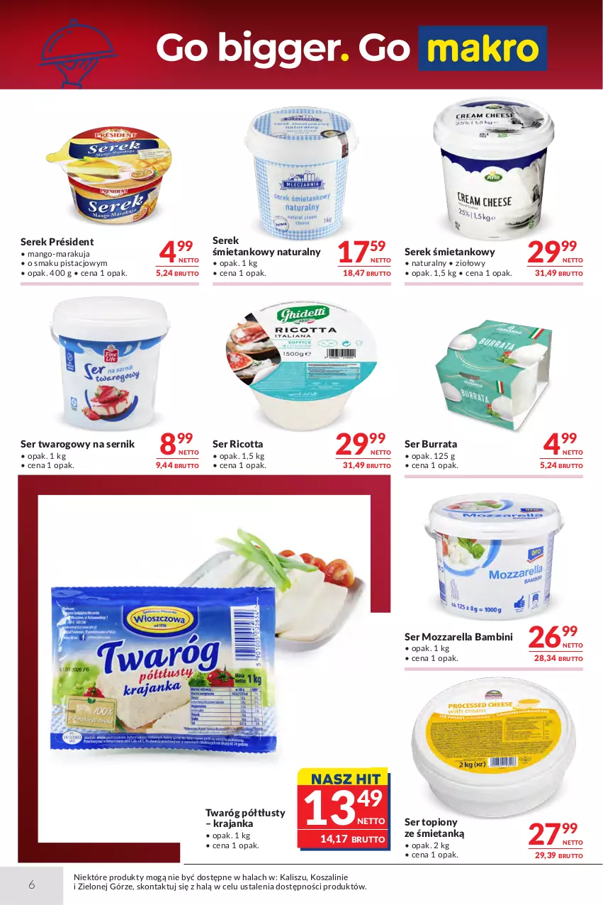 Gazetka promocyjna Makro - Oferta dla gastronomii - ważna 07.07 do 20.07.2026 - strona 6 - produkty: Burrata, Kosz, Mango, Mozzarella, O nas, Président, Ricotta, Ser, Ser topiony, Ser twarogowy, Serek, Szal, Top, Twaróg, Twaróg półtłusty