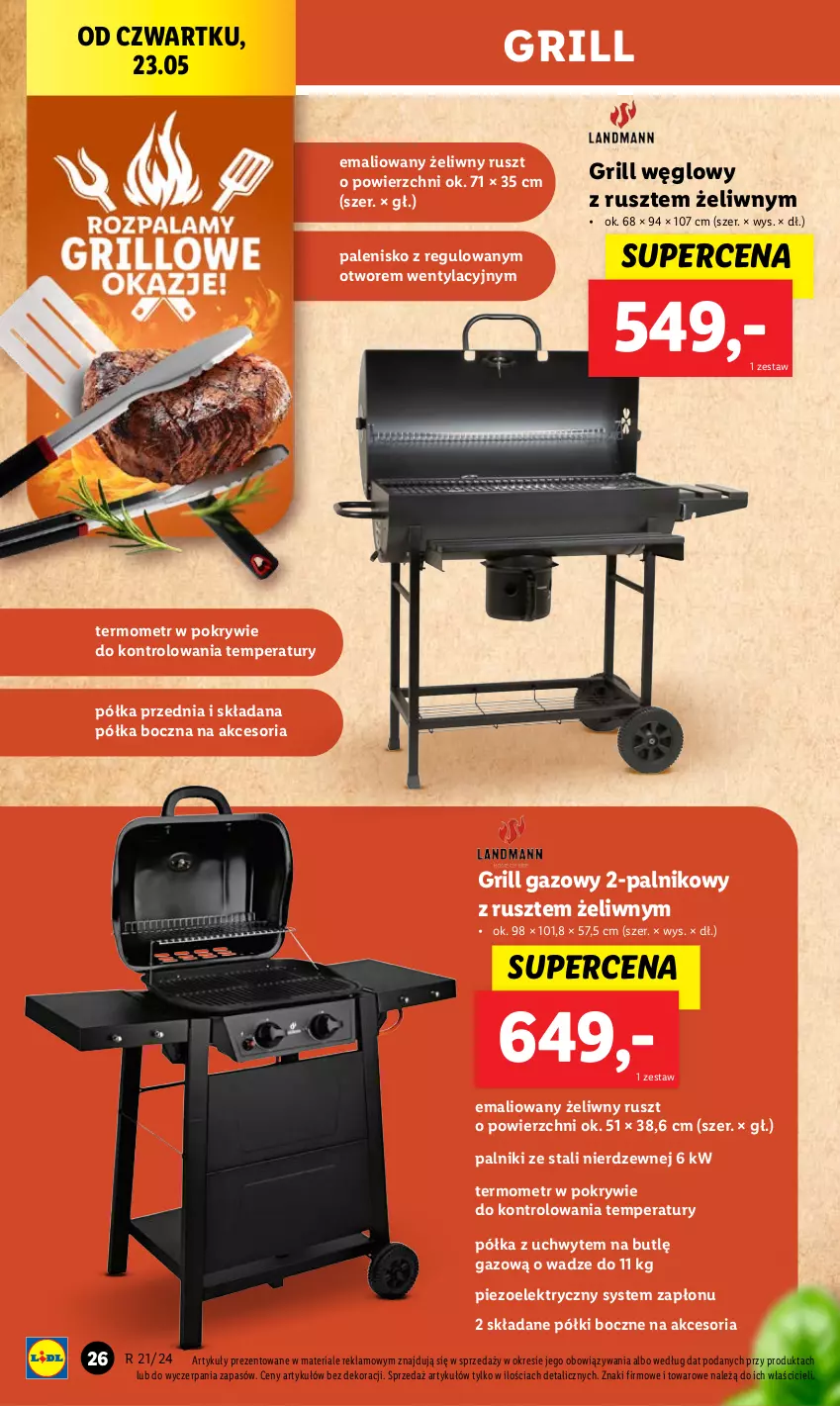 Gazetka promocyjna Lidl - GAZETKA - ważna 20.05 do 25.05.2024 - strona 30 - produkty: Grill, Grill gazowy, Palenisko, Półka, Termometr