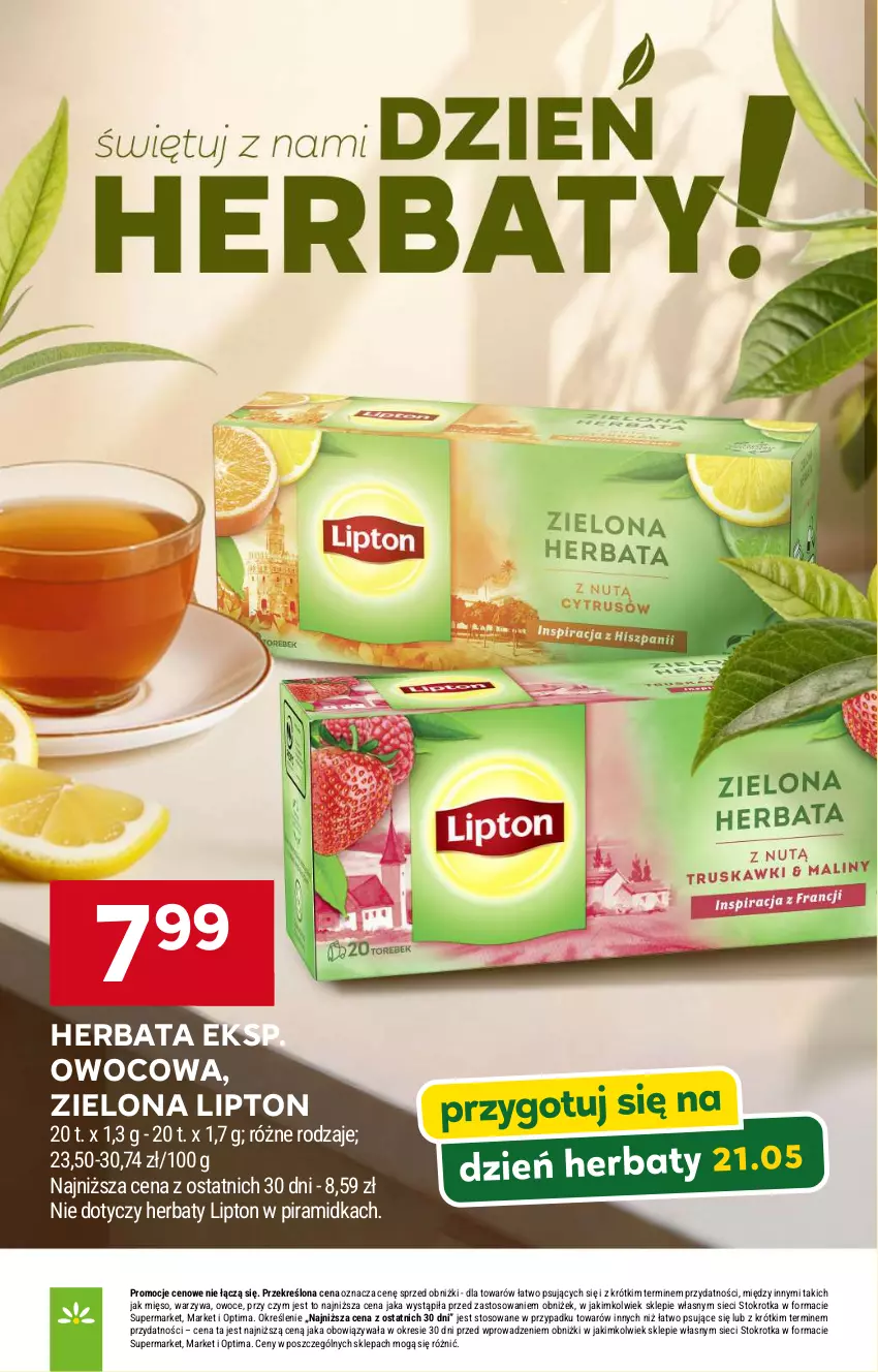 Gazetka promocyjna Stokrotka - Supermarket - ważna 21.05 do 27.05.2026 - strona 13 - produkty: Herbata, Lipton, Mięso, Optima, Owoce, Warzywa