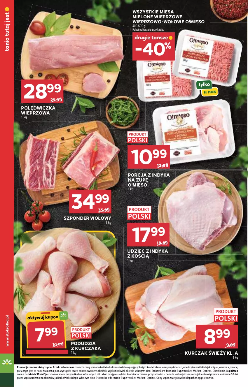 Gazetka promocyjna Stokrotka - Supermarket - ważna 21.05 do 27.05.2026 - strona 18 - produkty: Kurczak, Mięso, Optima, Owoce, Polędwiczka wieprzowa, Por, Szponder wołowy, Udziec z indyka, Warzywa