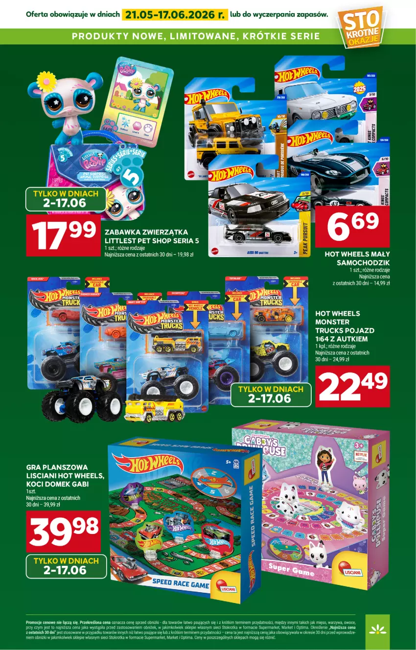Gazetka promocyjna Stokrotka - Supermarket - ważna 21.05 do 27.05.2026 - strona 40 - produkty: Chodzik, Gra, Hot Wheels, Koc, Littlest Pet Shop, Mięso, Optima, Owoce, Pojazd, Ser, Warzywa, Zabawka