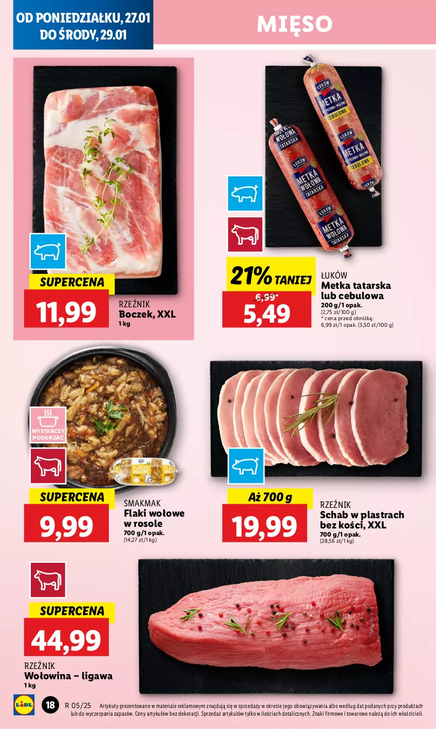 Gazetka promocyjna Lidl - GAZETKA - ważna 27.01 do 29.01.2025 - strona 22 - produkty: Boczek, Flaki, Flaki wołowe, Metka tatarska, Mięso, Wołowina