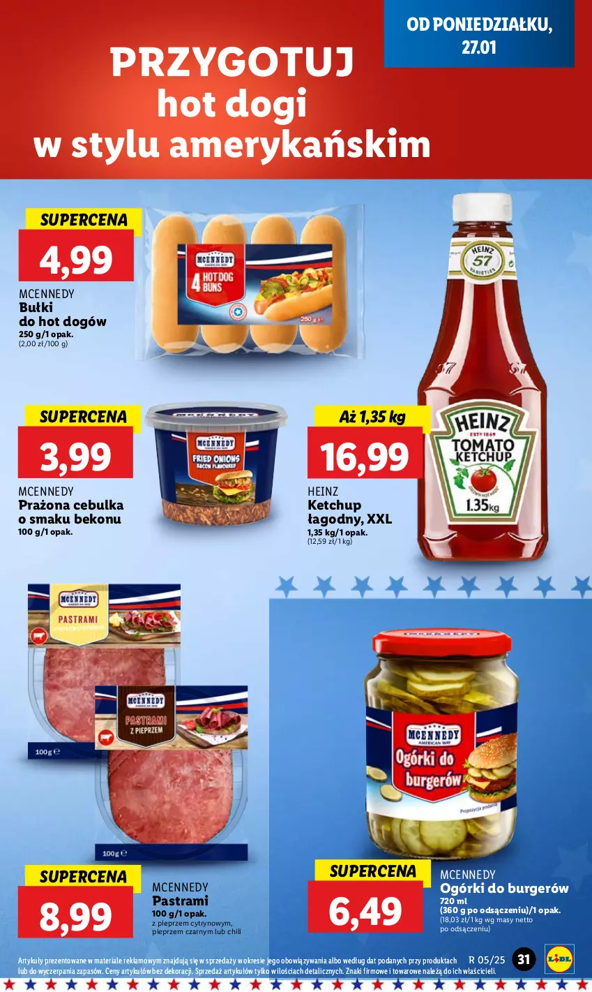 Gazetka promocyjna Lidl - GAZETKA - ważna 27.01 do 29.01.2025 - strona 31 - produkty: Beko, Bułki do hot dogów, Burger, Heinz, Hot dog, Ketchup, Pieprz