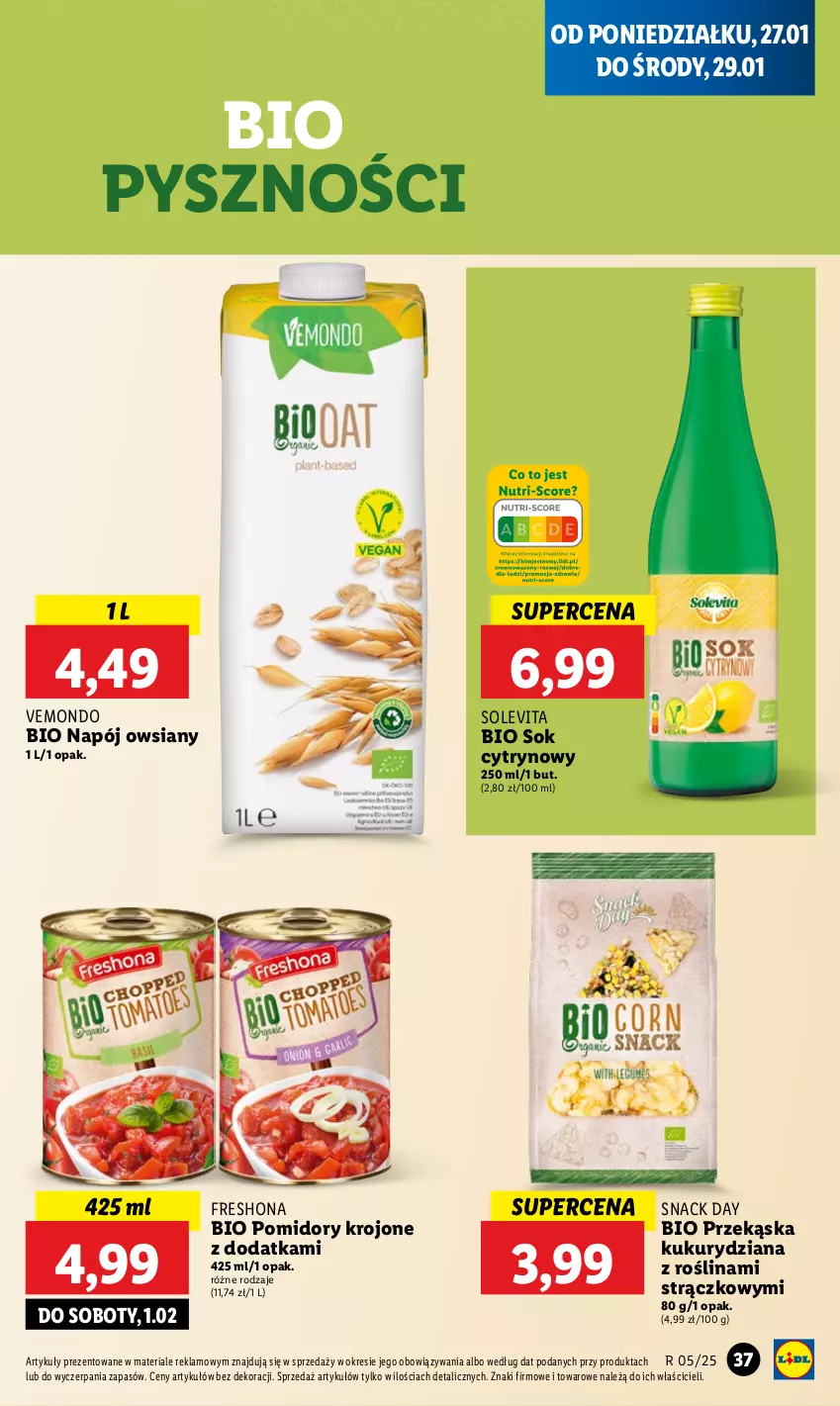 Gazetka promocyjna Lidl - GAZETKA - ważna 27.01 do 29.01.2025 - strona 37 - produkty: Napój, Pomidory, Pomidory krojone, Sok