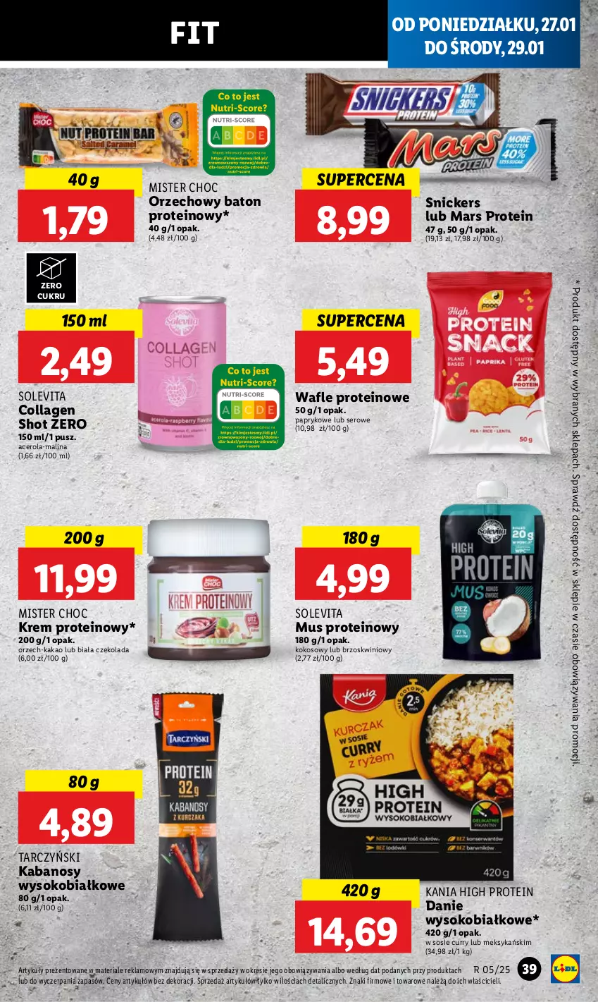 Gazetka promocyjna Lidl - GAZETKA - ważna 27.01 do 29.01.2025 - strona 41 - produkty: Acer, Baton, Czekolada, Kabanos, Kakao, Kokos, Mars, Mus, Ser, Snickers, Sok, Sos, Tarczyński, Vita C, Wafle