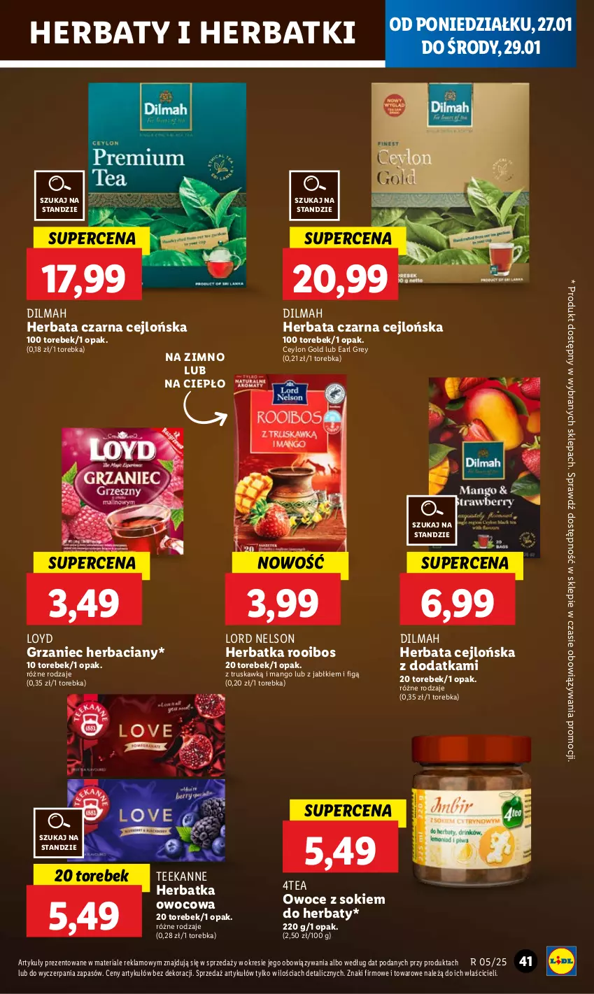 Gazetka promocyjna Lidl - GAZETKA - ważna 27.01 do 29.01.2025 - strona 43 - produkty: Dilmah, Earl Grey, Herbata, Herbata czarna, Loyd, Mango, Owoce, Sok, Teekanne, Torebka